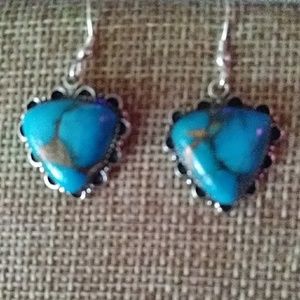 MOJAVE TURQUOISE HEART, STERLING EARRINGS